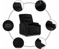 Fotelis Atsistojantis elektrinis krėslas, juodas, dirbtinė oda