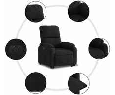 Fotelis Atsistojantis elektrinis krėslas, juodas, mikropluošto audinys