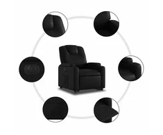 Fotelis Atsistojantis elektrinis krėslas, juodas, dirbtinė oda