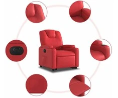 Fotelis Atsistojantis elektrinis krėslas, raudonas, dirbtinė oda