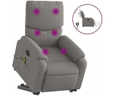 Fotelis Atsistojantis elektrinis masažinis krėslas, taupe, audinys