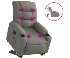 Fotelis Atsistojantis elektrinis masažinis krėslas, taupe, audinys
