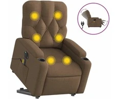 Fotelis Atsistojantis elektrinis masažinis krėslas, rudas, audinys