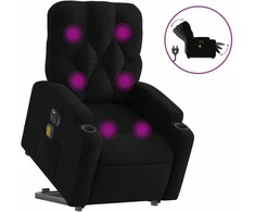 Fotelis Atsistojantis elektrinis masažinis krėslas, juodas, audinys