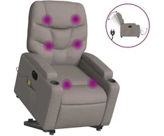 Fotelis Atsistojantis elektrinis masažinis krėslas, taupe, audinys