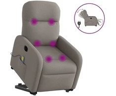 Fotelis Atsistojantis elektrinis masažinis krėslas, taupe, audinys