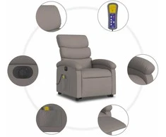 Fotelis Atsistojantis elektrinis masažinis krėslas, taupe, audinys