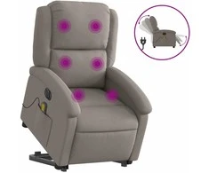 Fotelis Atsistojantis elektrinis masažinis krėslas, taupe, audinys