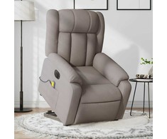 Fotelis Atsistojantis elektrinis masažinis krėslas, taupe, audinys