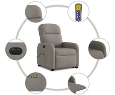Fotelis Atsistojantis elektrinis masažinis krėslas, taupe, audinys