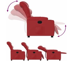 Fotelis Elektrinis atlošiamas krėslas, raudonos spalvos, dirbtinė oda