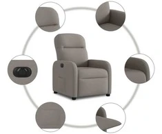 Fotelis Elektrinis atlošiamas krėslas, taupe spalvos, audinys