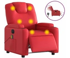 Fotelis Elektrinis atlošiamas masažinis krėslas, raudonas, dirbtinė oda