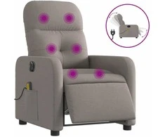 Fotelis Elektrinis atlošiamas masažinis krėslas, taupe, audinys