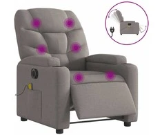 Fotelis Elektrinis atlošiamas masažinis krėslas, taupe, audinys
