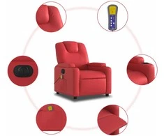 Fotelis Elektrinis atlošiamas masažinis krėslas, raudonas, dirbtinė oda