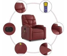 Fotelis Elektrinis atlošiamas masažinis krėslas, vyno, dirbtinė oda