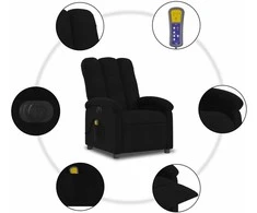 Fotelis Elektrinis atlošiamas masažinis krėslas, juodas, audinys