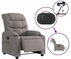 Fotelis Elektrinis atlošiamas masažinis krėslas, taupe, audinys