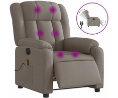 Fotelis Elektrinis atlošiamas masažinis krėslas, taupe, audinys