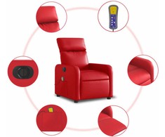 Fotelis Elektrinis atlošiamas masažinis krėslas, raudonas, dirbtinė oda