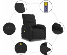 Fotelis Elektrinis atlošiamas masažinis krėslas, juodas, audinys