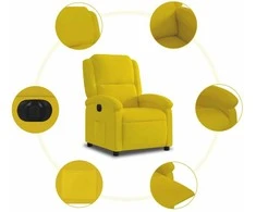 Fotelis Elektrinis atsistojantis atlošiamas krėslas, geltonas, aksomas