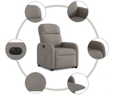 Fotelis Elektrinis atsistojantis atlošiamas krėslas, taupe, audinys