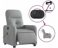 Fotelis Elektrinis masažinis krėslas, šviesiai pilkas, audinys