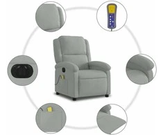 Fotelis Elektrinis masažinis krėslas, šviesiai pilkas, aksomas