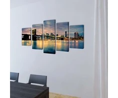Nuotraukų rėmelis Fotopaveikslas "Bruklino Upė ir Tiltas" ant Drobės 200 x 100 cm