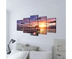 Fotopaveikslas "Paplūdimys ir Pavėsinė" ant Drobės 100 x 50 cm