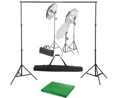 Fotostudijos komplektas su apšvietimo rinkiniu ir fonu