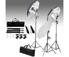 Fotostudijos komplektas su apšvietimo rinkiniu ir fonu