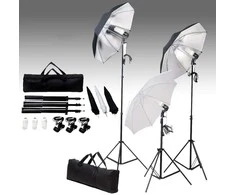 Fotostudijos komplektas su apšvietimo rinkiniu ir fonu