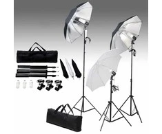 Fotostudijos komplektas su apšvietimo rinkiniu ir fonu