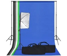 Fotostudijos komplektas su šviesdėže ir fonais