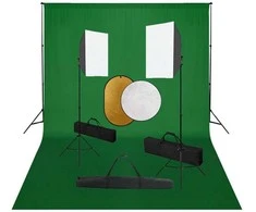 Fotostudijos komplektas su šviesdėžėmis, fonu ir reflektoriumi