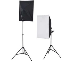 Fotostudijos komplektas su šviesdėžėmis, fonu ir reflektoriumi