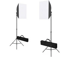 Fotostudijos komplektas su šviesdėžėmis ir fonu