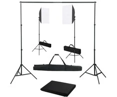Fotostudijos komplektas su šviesdėžėmis ir fonu