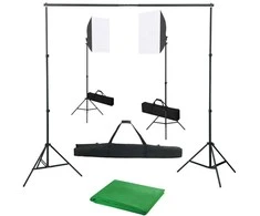 Fotostudijos komplektas su šviesdėžėmis ir fonu