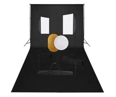 Fotostudijos komplektas su šviesdėžėmis, fonu ir reflektoriumi