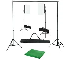 Fotostudijos komplektas su šviesdėžėmis ir fonu