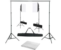 Fotostudijos komplektas su šviesdėžėmis ir fonu