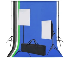 Fotostudijos rinkinys: 5 spalvoti fonai ir 2 šviesdėžės