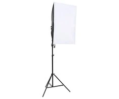 Fotostudijos rinkinys su apšvietimo rinkiniu ir fonu