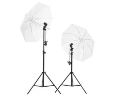 Fotostudijos rinkinys su apšvietimo rinkiniu ir fonu