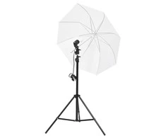 Fotostudijos rinkinys su šviestuvais, fonu ir reflektoriumi