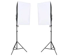 Fotostudijos rinkinys su šviestuvais, fonu ir reflektoriumi